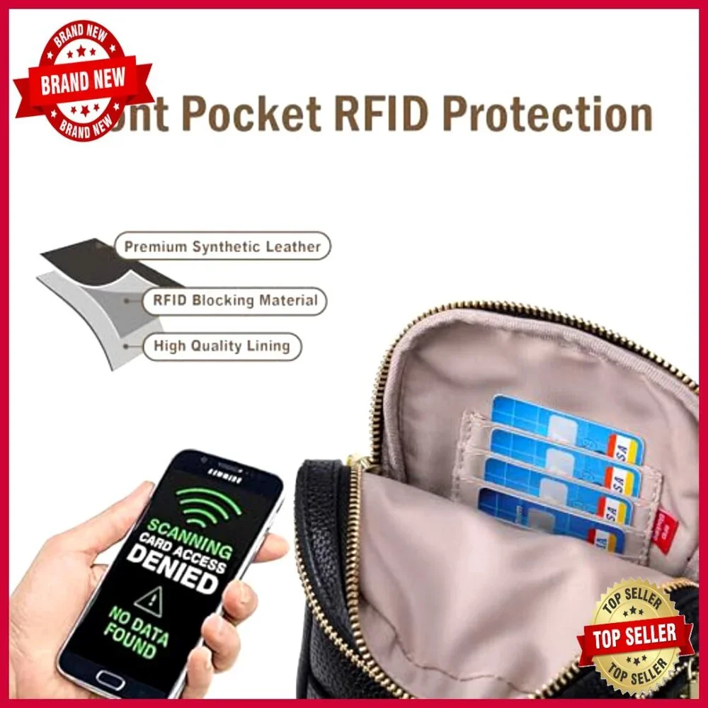 Small Vegan Leather Crossbody Bag with RFID Blocking Anti-Theft Lock - Picture 5 of 7